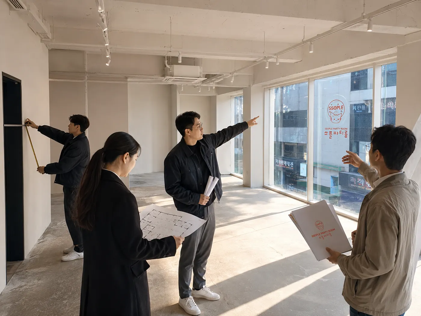 실측 — 공간 크기와 구조를 재는 모습